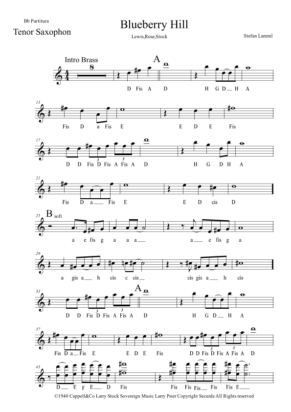 Blueberry Hill (arr. Stefan Lamml)