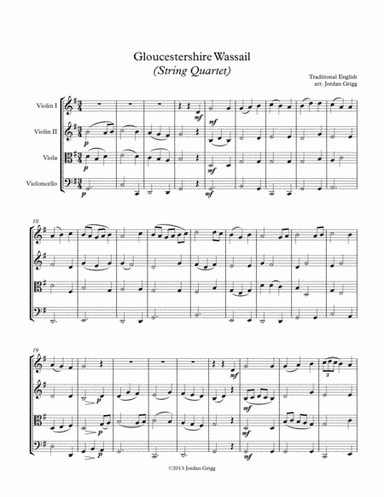 Gloucestershire Wassail (String Quartet) (arr. Jordan Grigg)