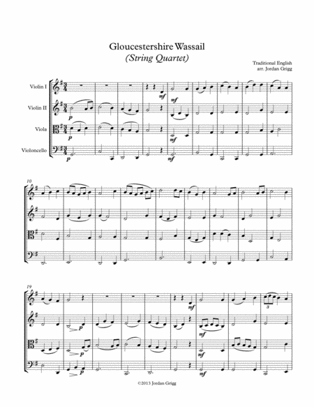 Gloucestershire Wassail (String Quartet) (arr. Jordan Grigg)