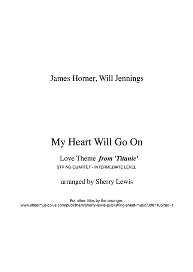 My Heart Will Go On (Love Theme from Titanic) (arr. Sherry Lewis)