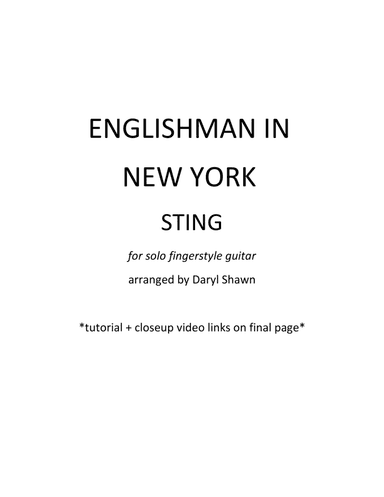 Englishman In New York (arr. Daryl Shawn)