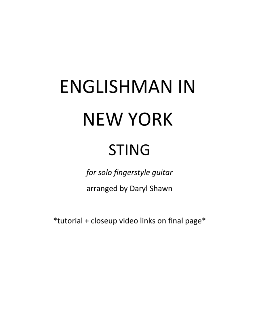 Englishman In New York (arr. Daryl Shawn)