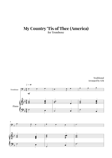 My Country 'Tis of Thee (America) (arr. GDJ)