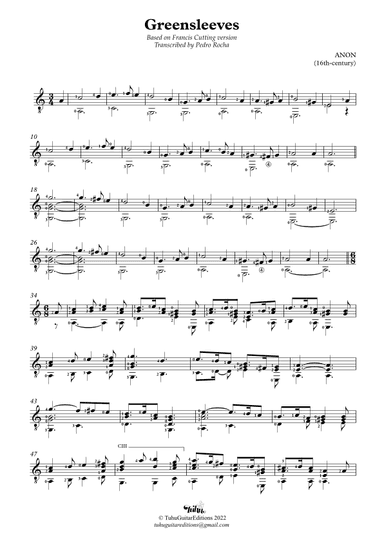 Greensleeves (Francis Cutting) (arr. Pedro Rocha)