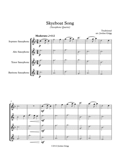 Skyeboat Song (Saxophone Quartet) (arr. Jordan Grigg)