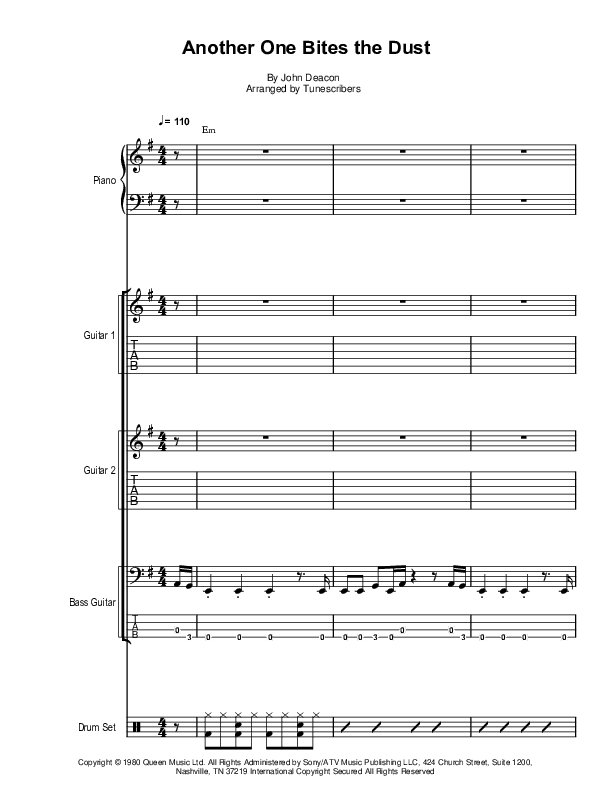 Another One Bites The Dust (Em) (arr. Tunescribers)