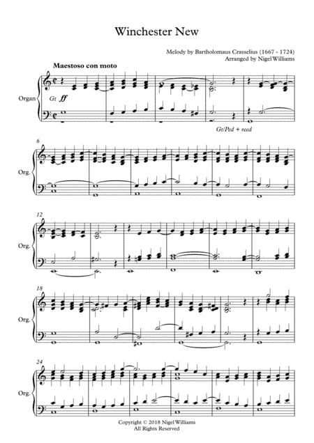 Winchester New, for Organ (arr. Nigel Williams)