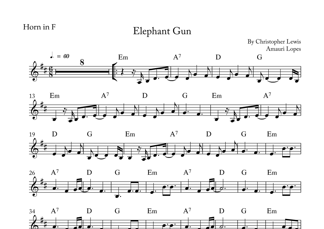 Elephant Gun (arr. Amauri Lopes)