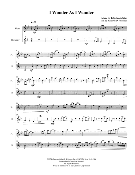 I Wonder As I Wander (arr. Kenneth D. Friedrich)