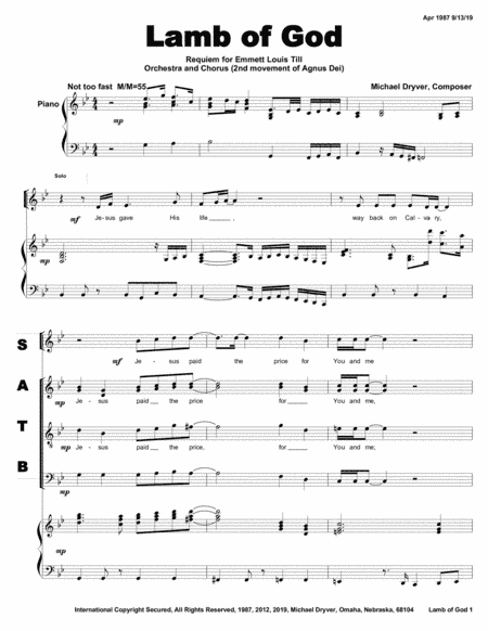 Lamb of God (from Requiem of Emmett Till movement No 11 of 16)