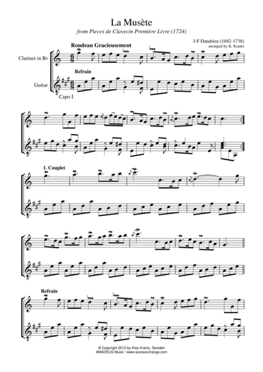 La musete for clarinet in Bb and guitar (arr. Amadeus Music)
