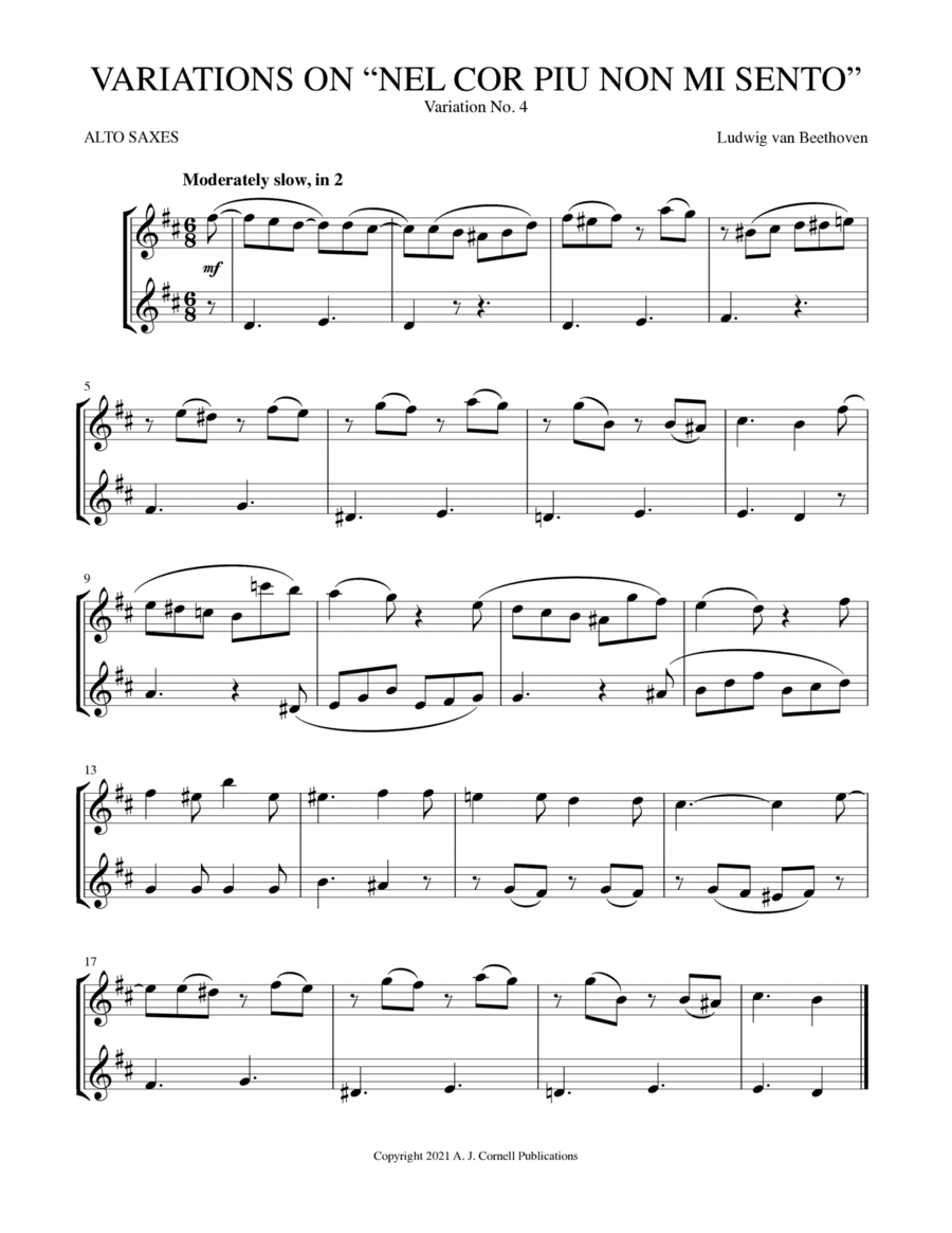 Variations on "Nel cor piu non mi sento," Variation No. 4 (arr. Mark Phillips)