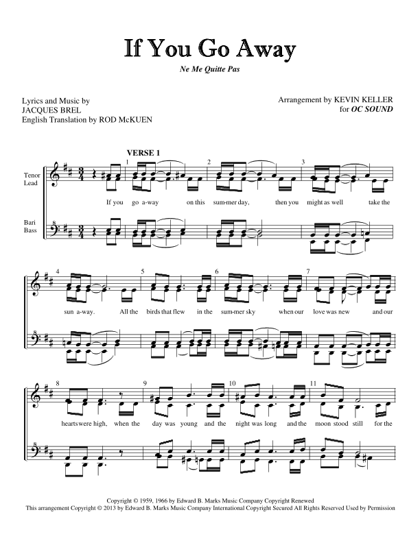 If You Go Away (arr. Kevin Keller)
