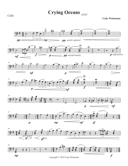 Crying Oceans-- Cello Part