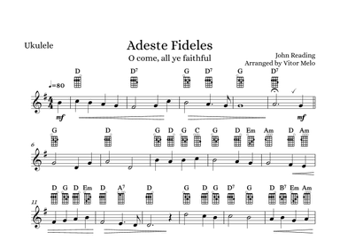 Adeste Fideles (O Come, All Ye Faithful) - ukulele (arr. Vitor Melo)