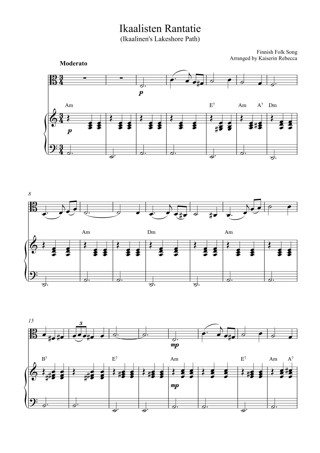 Ikaalisten Rantatie (Ikaalinen's Lakeshore Path) (arr. Kaiserin Rebecca)