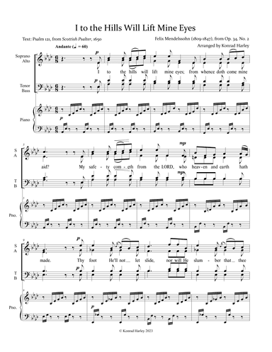 I to the Hills Will Lift Mine Eyes (Psalm 121) (arr. Konrad Harley)