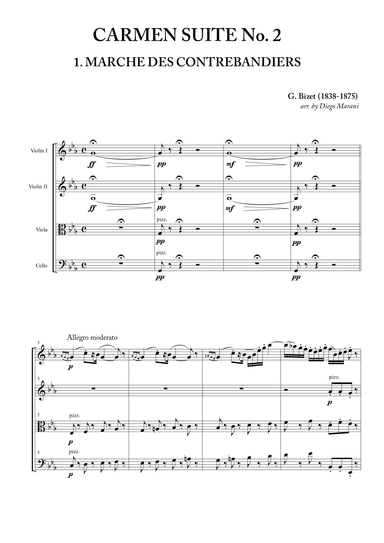 Carmen Suite No. 2 for String Quartet (arr. Diego Marani)