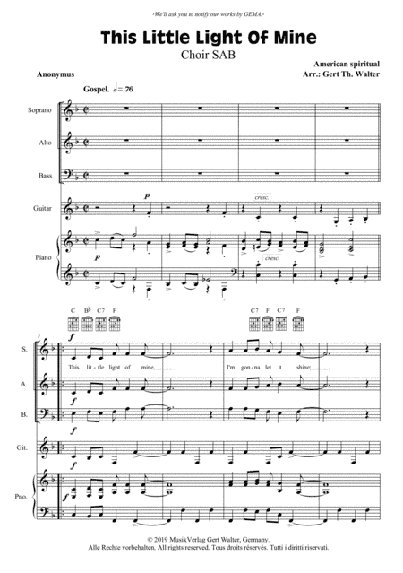 This Little Light Of Mine (arr. Gert Th. Walter)