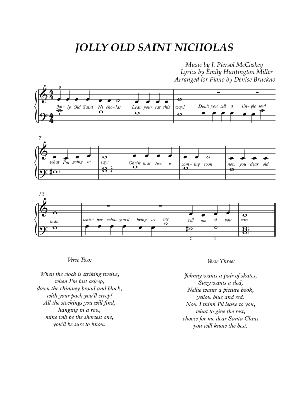 Jolly Old Saint Nicholas (arr. Denise Bruckno)