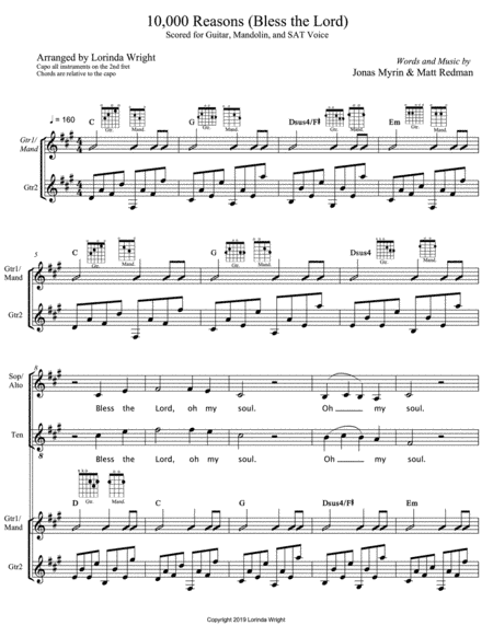 10,000 Reasons (Bless The Lord) (arr. Lorinda Wright)