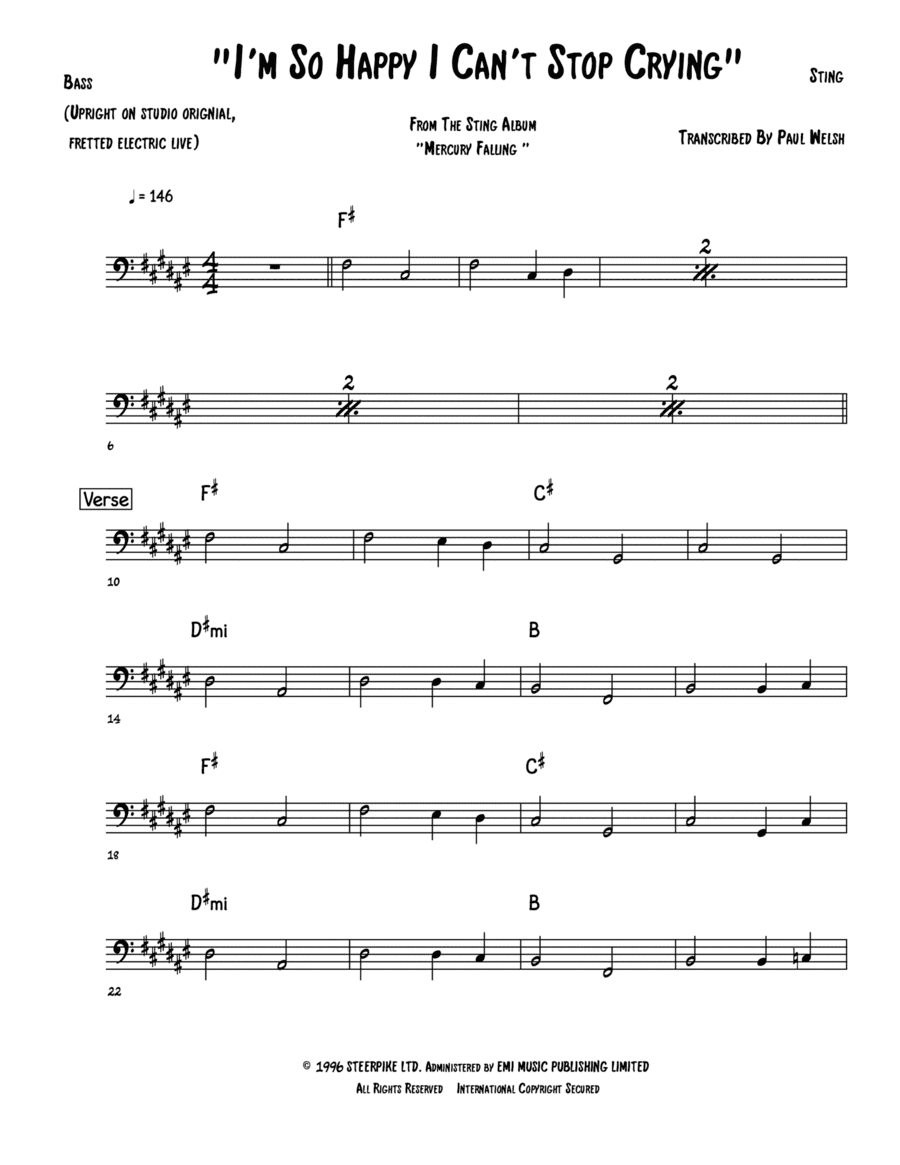 I'm So Happy I Can't Stop Crying (arr. Accubass)