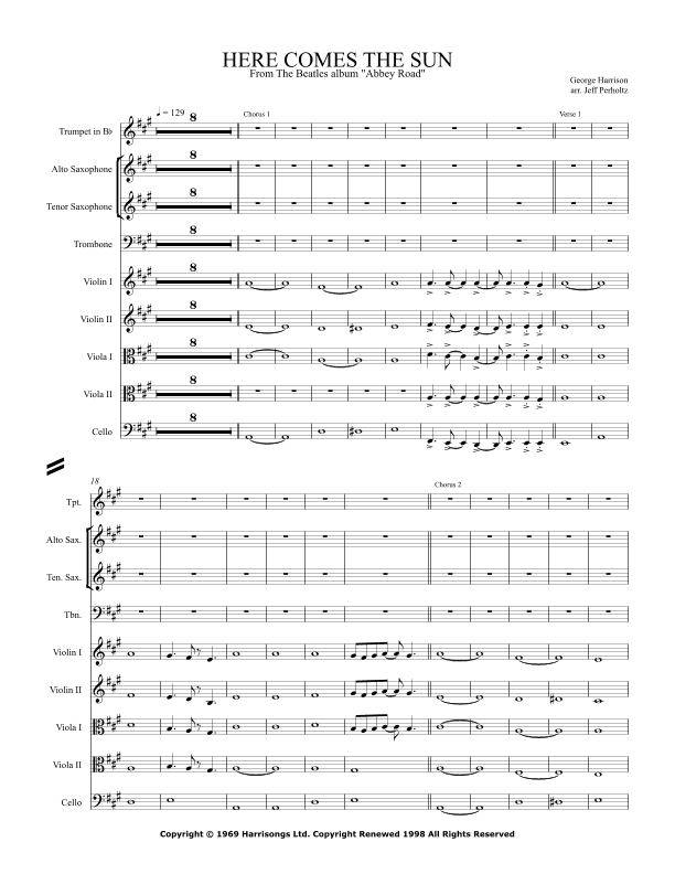 Here Comes The Sun (arr. Jeff Perholtz)