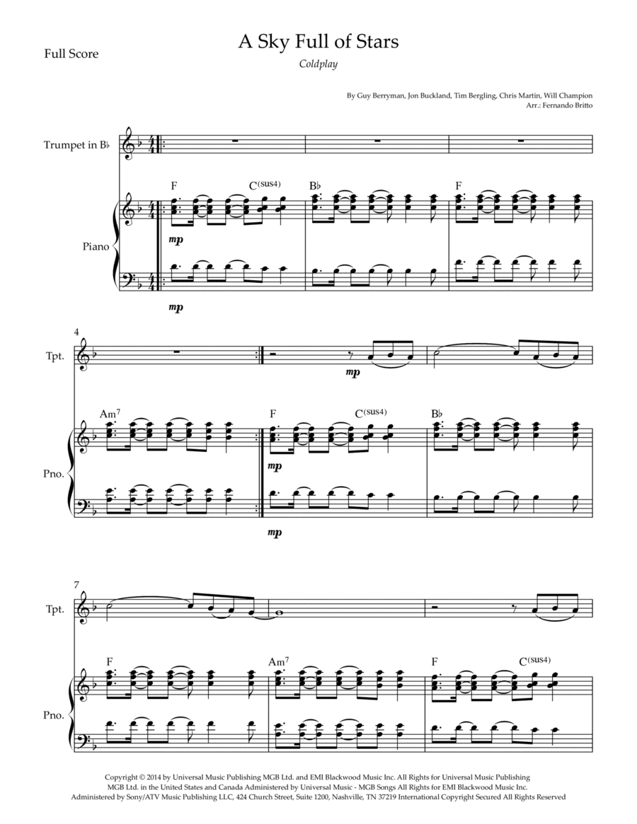 A Sky Full Of Stars (arr. Fernando Britto)