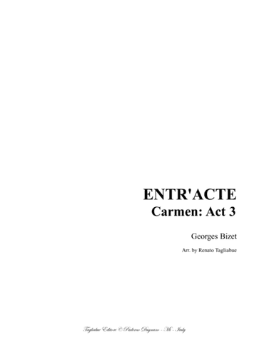 ENTR'ACTE - From Carmen - Act 3 - Arr. for 2 Instr. in C and Piano (arr. Renato Tagliabue)