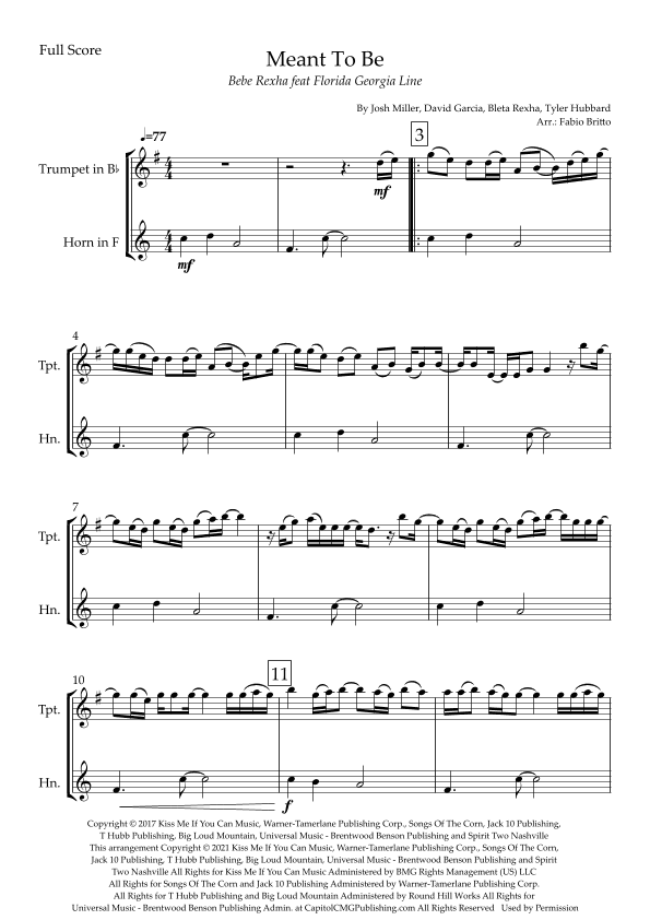 Meant To Be (arr. Fabio Britto)
