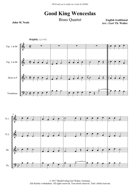 Good King Wenceslas (arr. Gert Th. Walter)