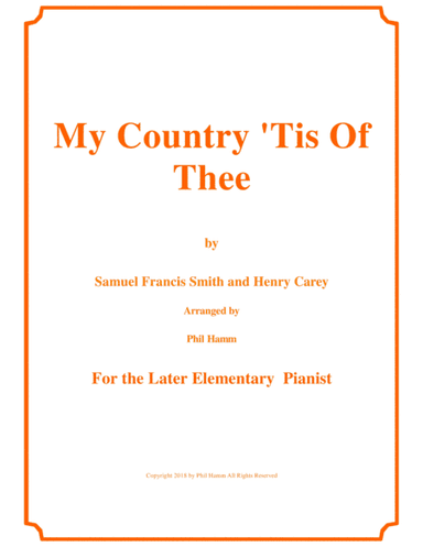My Country 'Tis Of Thee-later elementary (arr. Phil Hamm)