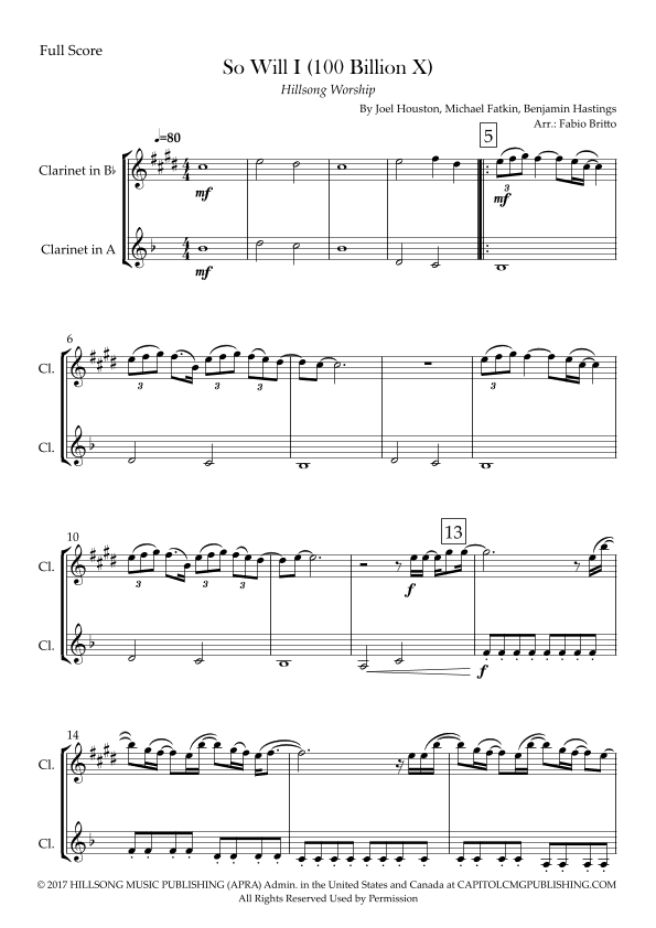 So Will I (100 Billion X) (arr. Fabio Britto)