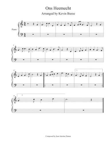 Ons Heemecht - Piano (arr. Kevin Busse)
