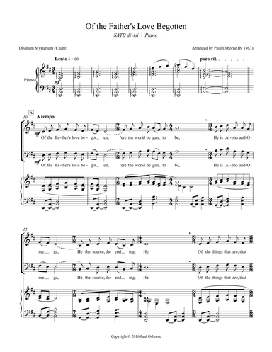Of the Father's Love Begotten (arr. Paul M. Osborne)