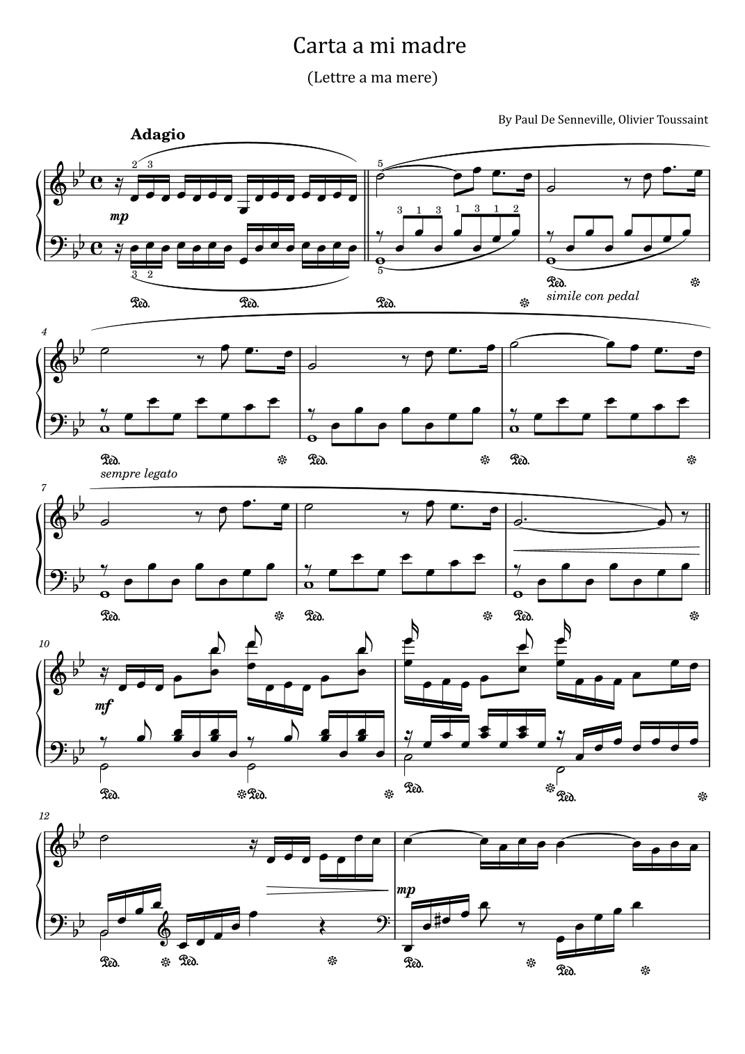 Lettre A Ma Mere (arr. poon)
