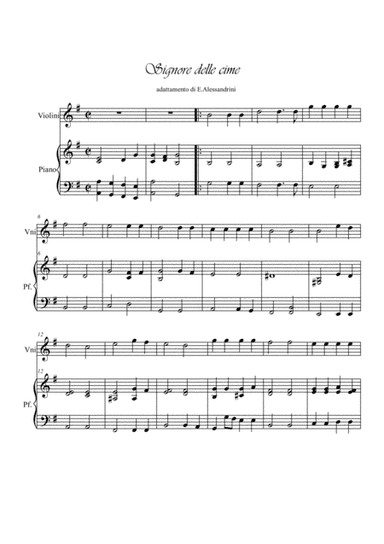 Signore delle cime. Violin and piano (arr. Ester Alessandrini)