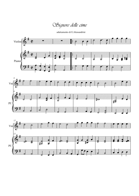 Signore delle cime. Violin and piano (arr. Ester Alessandrini)