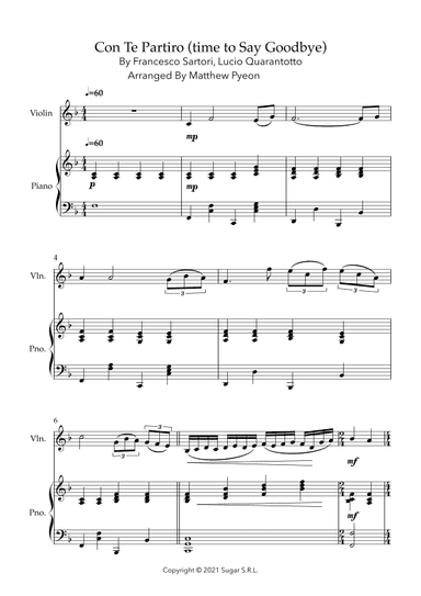 Con Te Partiro (time To Say Goodbye) (arr. Matthew pyeon)