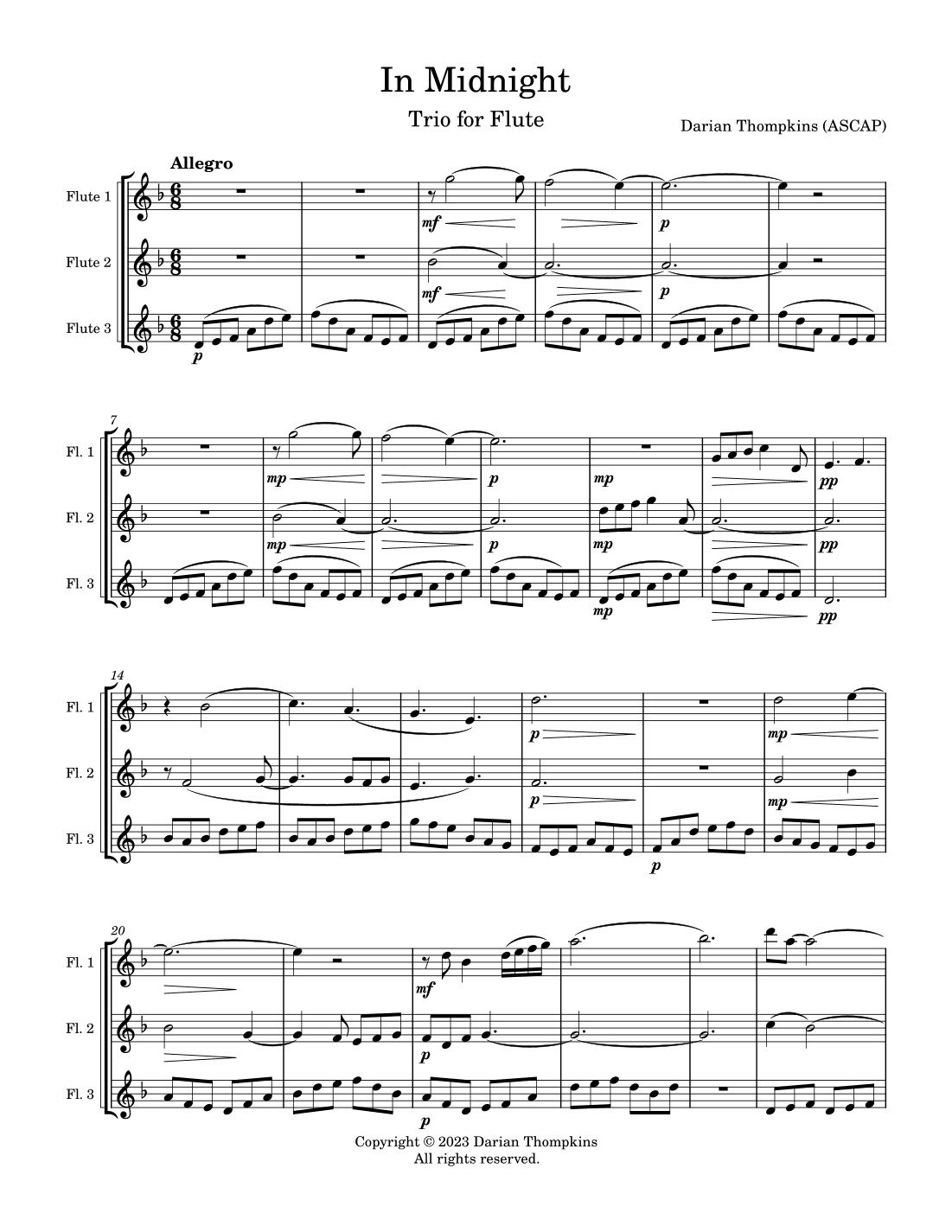 In Midnight for Flute Trio