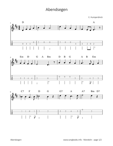 Abendsegen - E. Humperdinck (arr. songbooks.info)