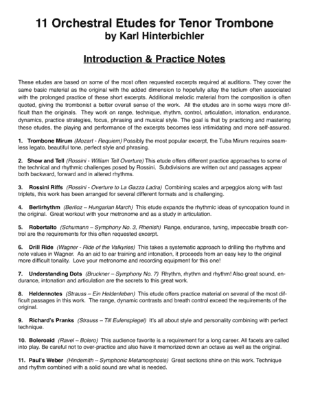 11 Orchestral Etudes for Tenor Trombone