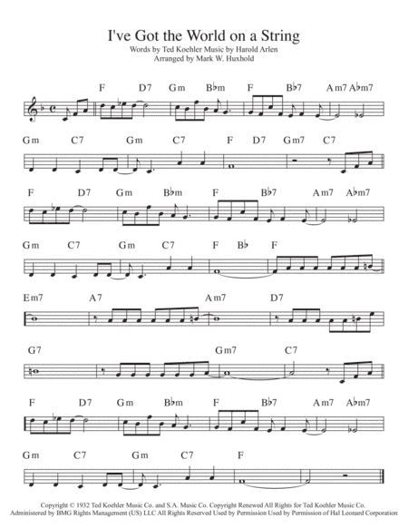 I've Got The World On A String (arr. Mark W. Huxhold)
