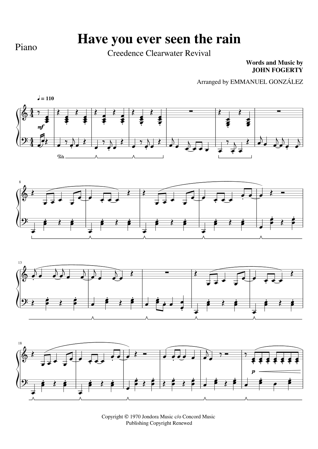 Have You Ever Seen The Rain? (arr. Emmanuel González)