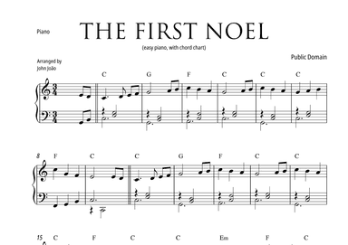 The First Noel (Easy Piano with Chord Chart) (arr. John João)