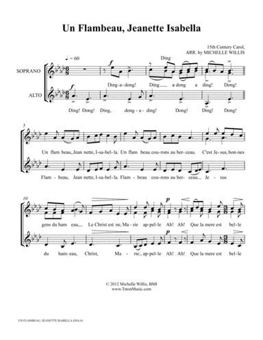 Un, Flambeau, Jeanette Isabella (Bring a Torch, Jeanette Isabella) (arr. Michelle Willis)