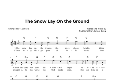 The Snow Lay On the Ground (Key of C Major) (arr. R. Salvario)