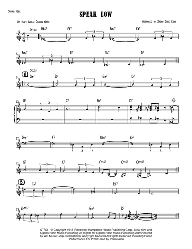 Speak Low (arr. Safflower Music LLC)