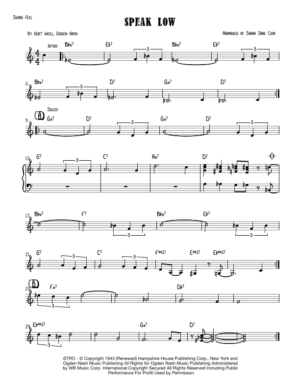 Speak Low (arr. Safflower Music LLC)