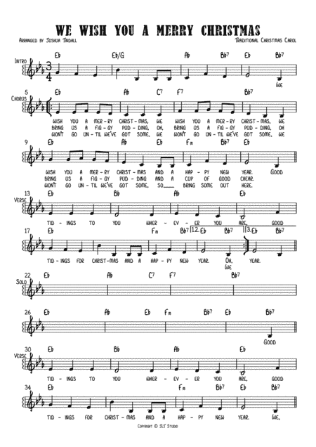 We Wish You A Merry Christmas (arr. Joshua Tindall)